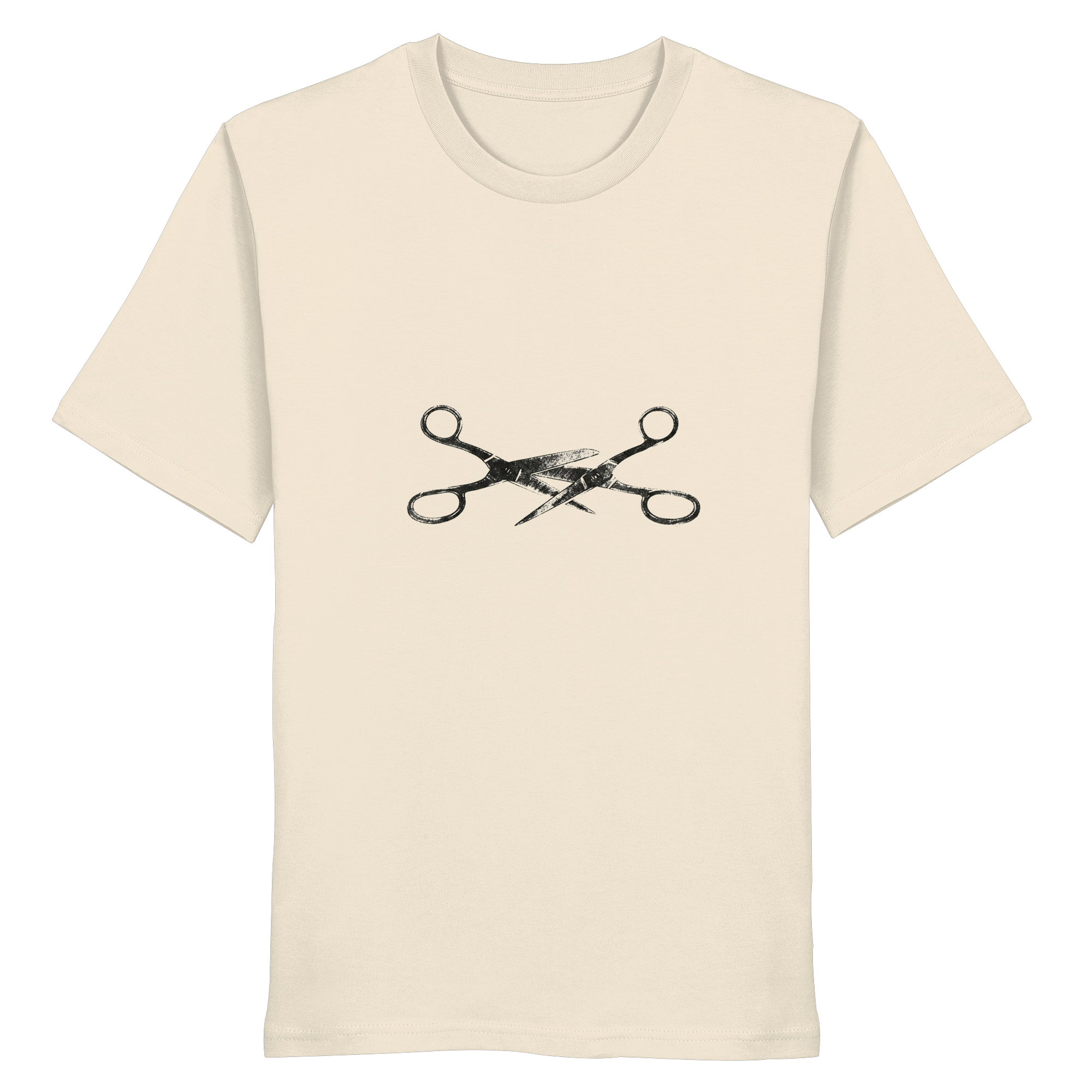 (visual-only, no text - two crossed scissors) - flat lay