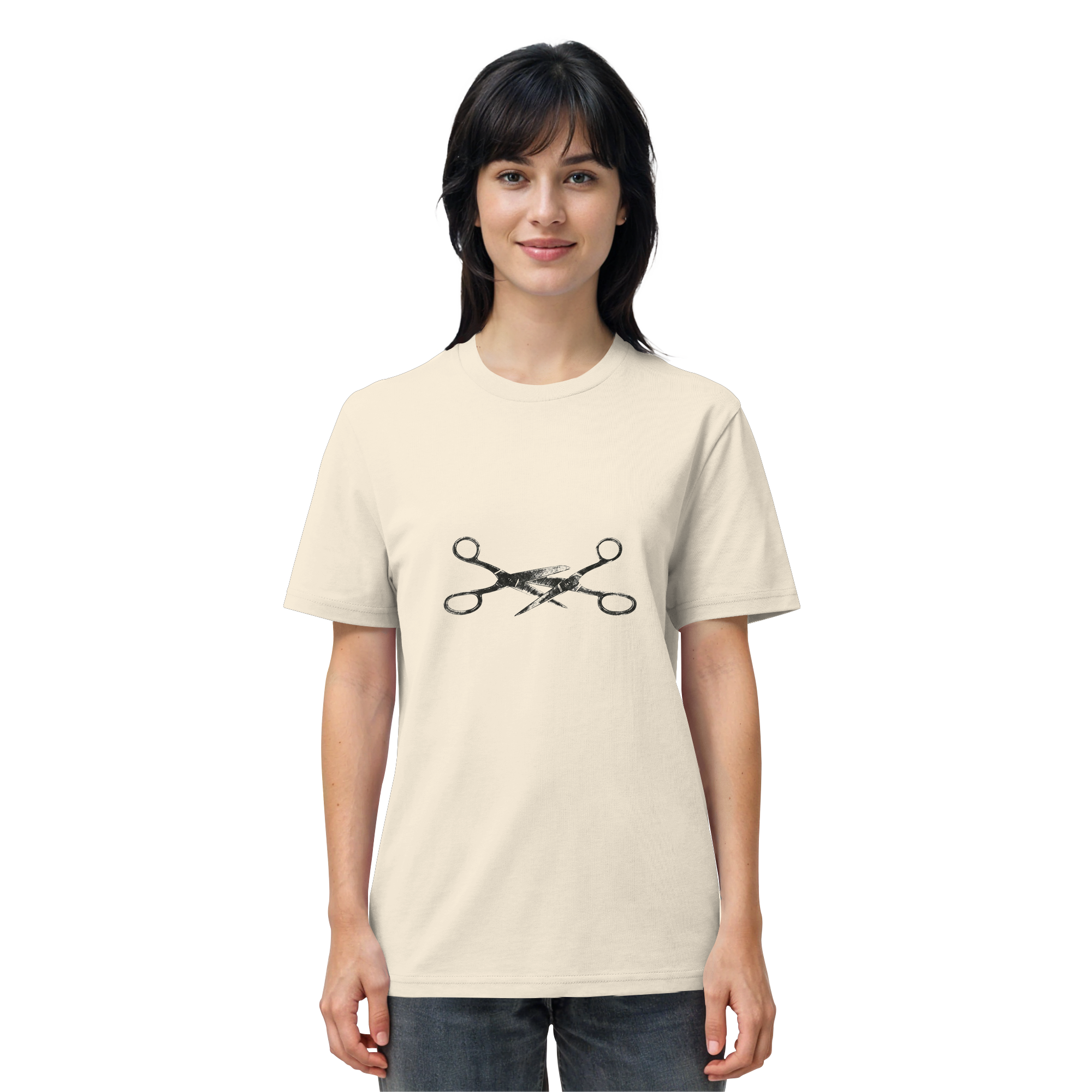 (visual-only, no text - two crossed scissors) - gedragen door een vrouw